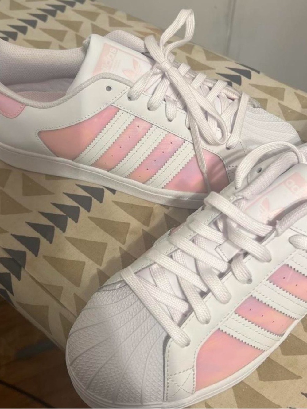 Brand new never worn! adidas White and Pink Low-Top Shell Toe Sneakers